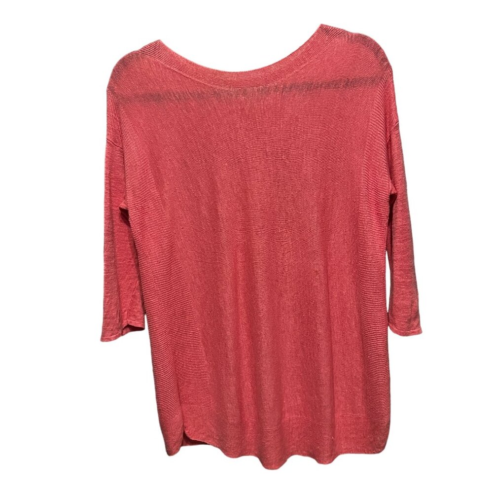 J. Jill Size XS pink Linen Blend 3/4 Sleeve lightweight boatneck sweater
